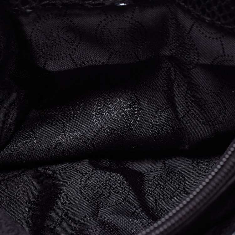 Pre Owned Michael Kors Black Python Embossed Leather Fulton Shoulder Bag