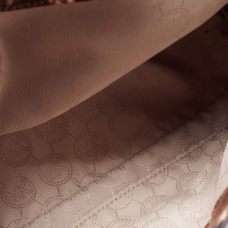 Pre Owned Michael Kors Beige/Brown Python Embossed  Leather Bleecker Top Handle Bag