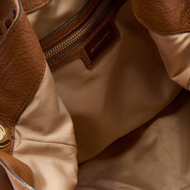 Pre Owned Michael Kors Brown Leather Braided Handle Hobo