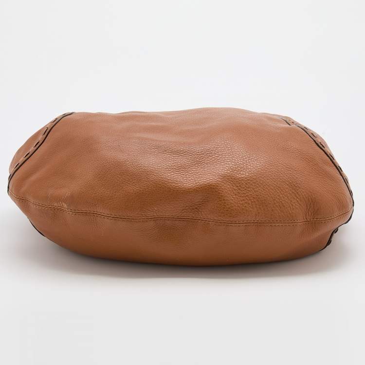 Pre Owned Michael Kors Brown Leather Braided Handle Hobo