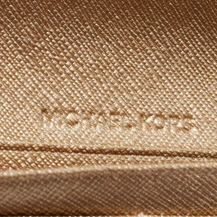 Pre Owned Michael Kors MetallicGold Leather Jet Set Wallet