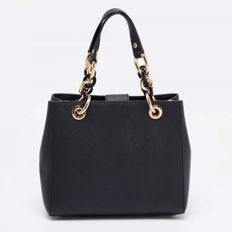 مملوكة مسبقًا MICHAEL Michael Kors Black Leather Small Cynthia Tote