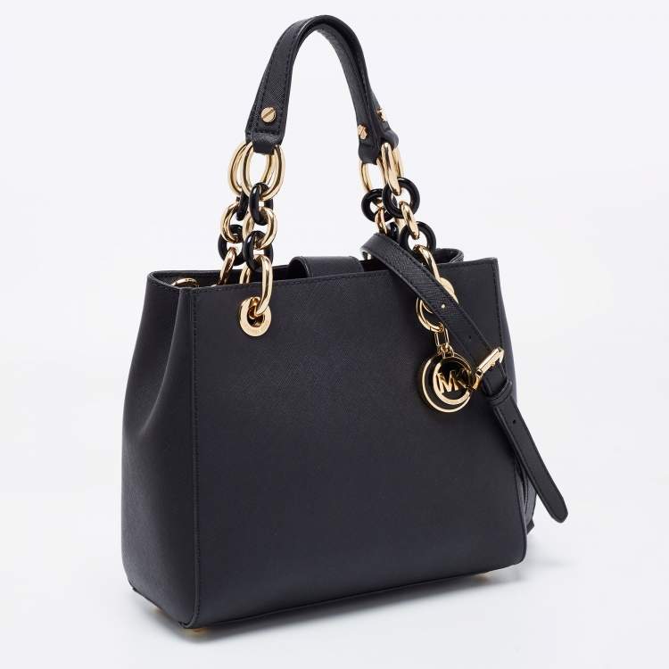 مملوكة مسبقًا MICHAEL Michael Kors Black Leather Small Cynthia Tote