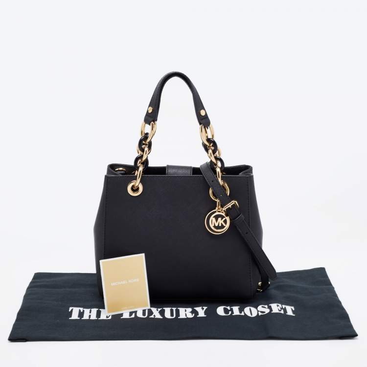 مملوكة مسبقًا MICHAEL Michael Kors Black Leather Small Cynthia Tote