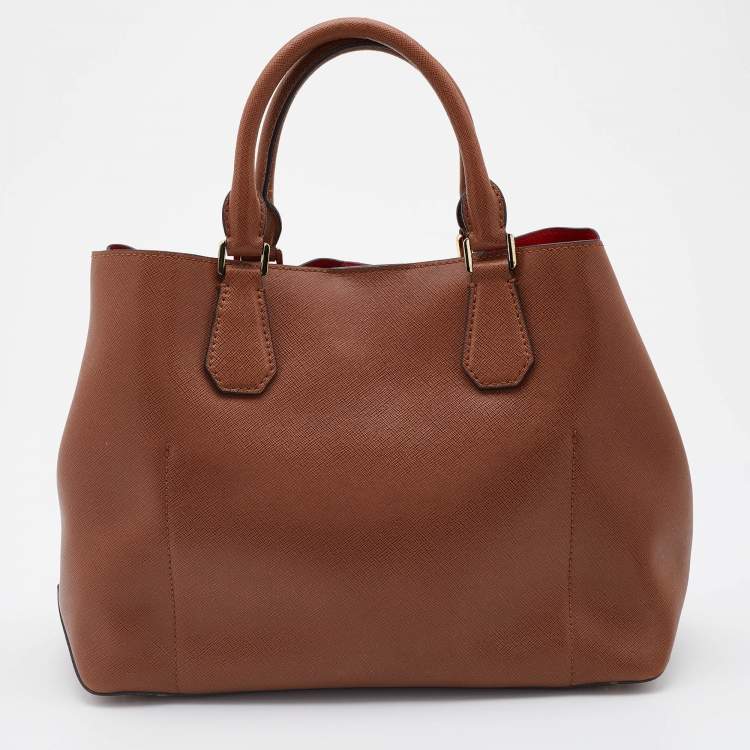 Pre Owned Michael Kors Brown Leather Jet Set Snap Pocket Tote