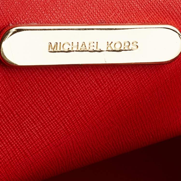 Pre Owned Michael Kors Brown Leather Jet Set Snap Pocket Tote