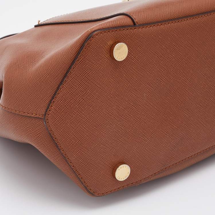 Pre Owned Michael Kors Brown Leather Jet Set Snap Pocket Tote