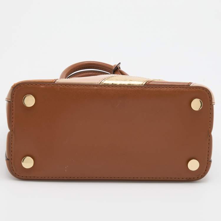 Pre Owned Michael Kors Multicolor Striped Leather and Python Embossed Leather Adele Tote