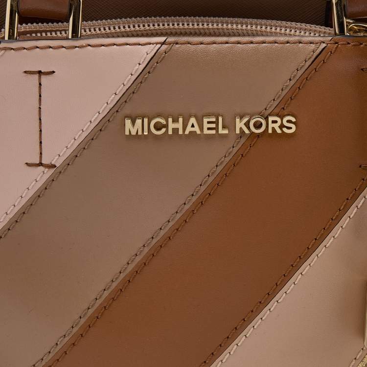 Pre Owned Michael Kors Multicolor Striped Leather and Python Embossed Leather Adele Tote