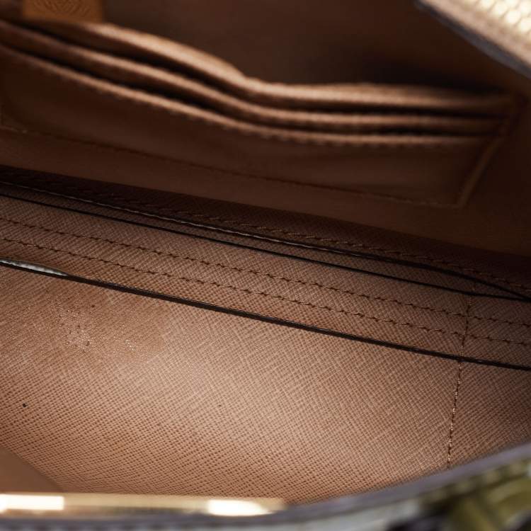 Pre Owned Michael Kors Green Croc Embossed Leather Mini Mercer Tote