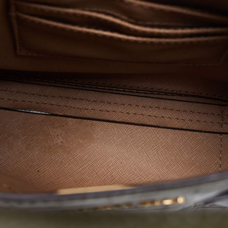 Pre Owned Michael Kors Green Croc Embossed Leather Mini Mercer Tote