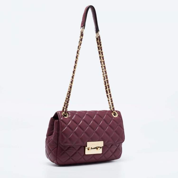 Pre Owned Michael Kors Burgundy Quilted Leather Sloan Shoulder Bag