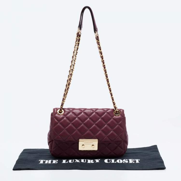 Pre Owned Michael Kors Burgundy Quilted Leather Sloan Shoulder Bag