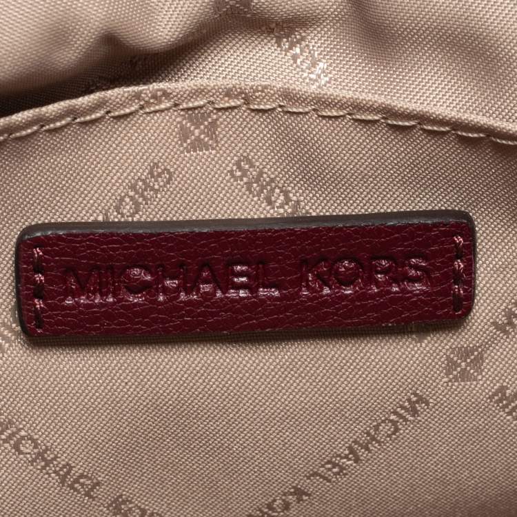 Pre Owned Michael Kors Burgundy Leather Kinsley Clutch Bag