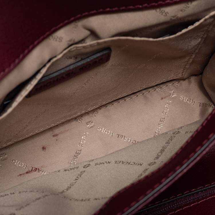 Pre Owned Michael Kors Burgundy Leather Kinsley Clutch Bag
