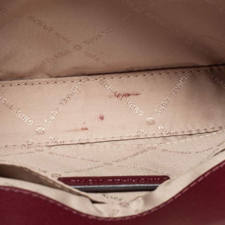 Pre Owned Michael Kors Burgundy Leather Kinsley Clutch Bag