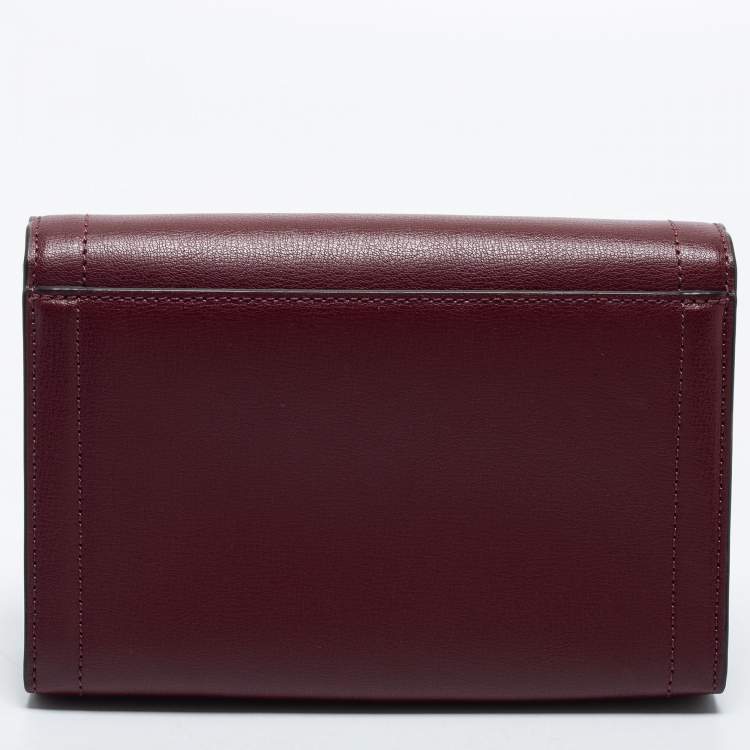 Pre Owned Michael Kors Burgundy Leather Kinsley Clutch Bag