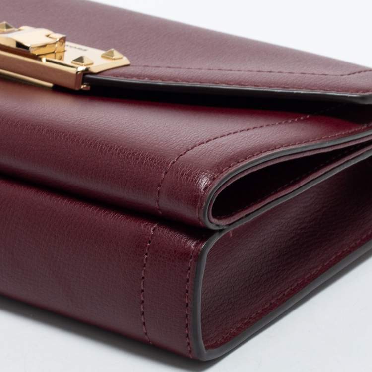 Pre Owned Michael Kors Burgundy Leather Kinsley Clutch Bag