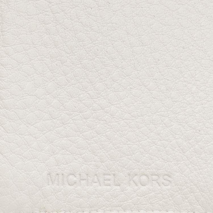 Pre Owned Michael Kors White Leather Gansevoort Compact Wallet