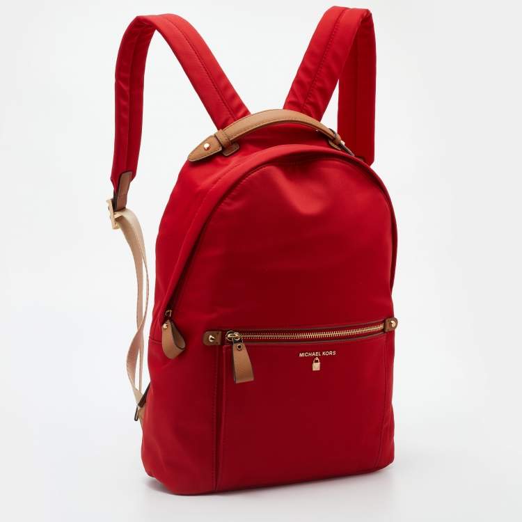 Pre Owned Michael Kors Red Nylon Large Kelsey Backpack