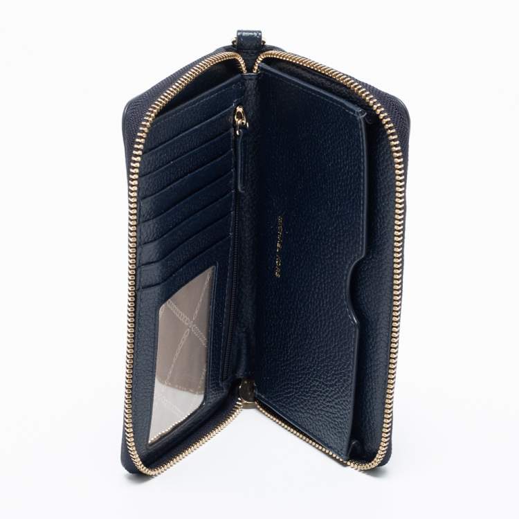 Michael Kors Navy Blue/White Striped Leather Zip Around Continental Wallet  Michael Kors | TLC