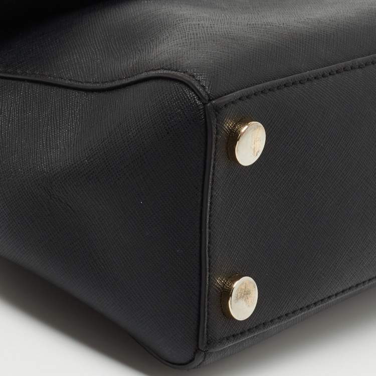 Pre Owned Michael Kors Black Leather Small Ava Top Handle Bag