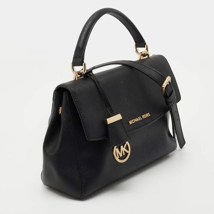 Pre Owned Michael Kors Black Leather Small Ava Top Handle Bag