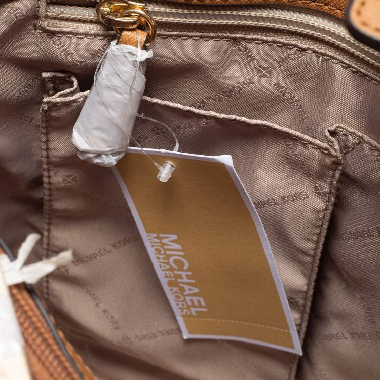 Pre Owned Michael Kors White Monogram Coated Canvas and Leather Large Sofia Tote