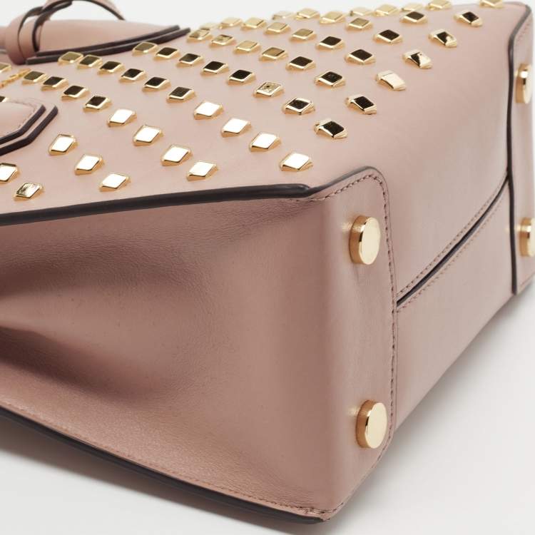 Pre Owned Michael Kors Dusty Pink Studded Leather Mercer Tote