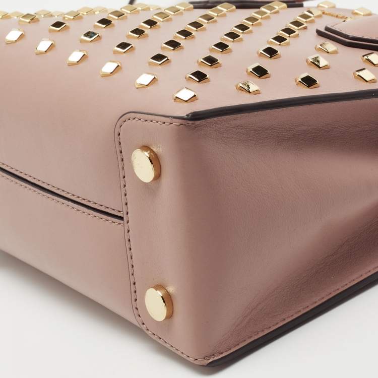 Pre Owned Michael Kors Dusty Pink Studded Leather Mercer Tote