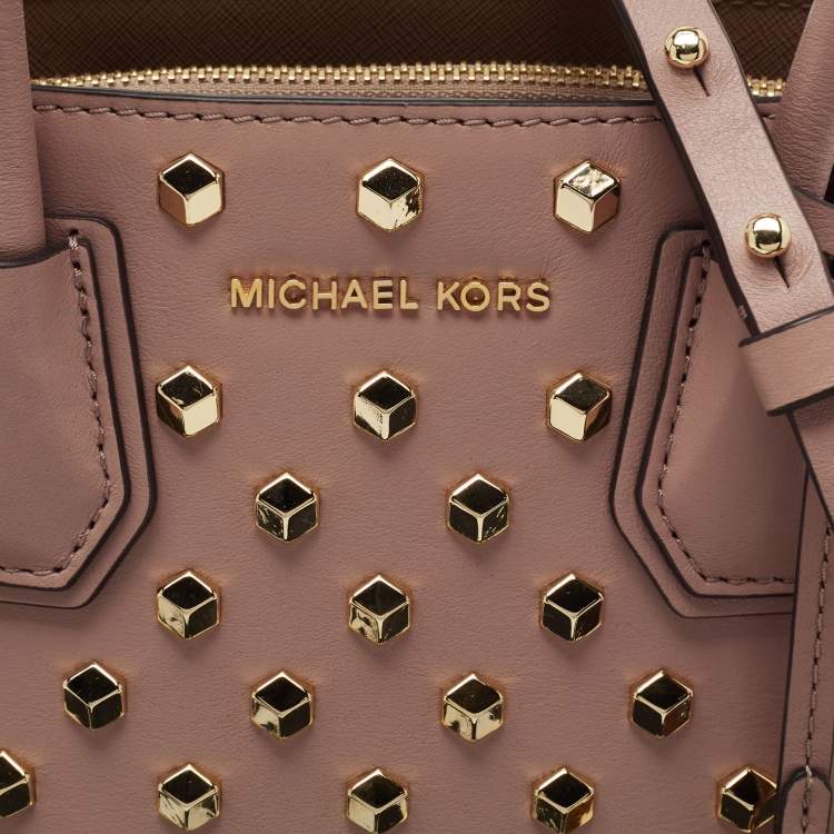 Pre Owned Michael Kors Dusty Pink Studded Leather Mercer Tote