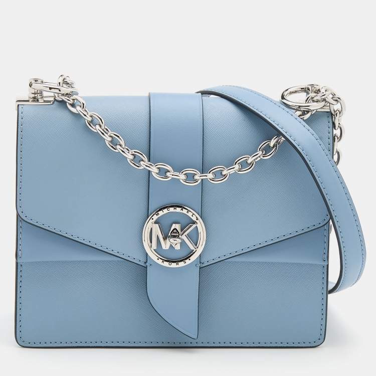 Michael Kors Greenwich Saffiano Leather Shoulder Bag - Size: OS - Pale Blue - Womens
