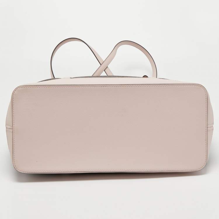 Pre Owned Michael Kors Light Pink Monogram Coated Canvas Large Jet Set Tote