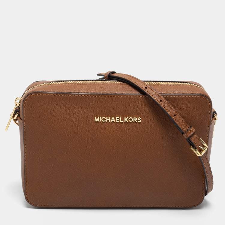 Michael Kors Brown Saffiano Leather Large Jet Set Crossbody Bag Michael Kors  | TLC