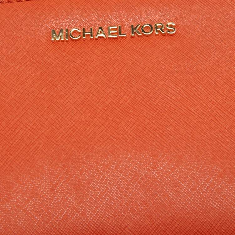 Pre Owned Michael Kors Orange Leather Selma Crossbody Bag
