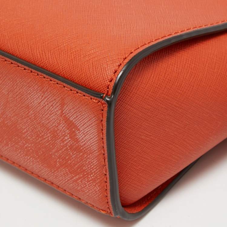 Pre Owned Michael Kors Orange Leather Selma Crossbody Bag