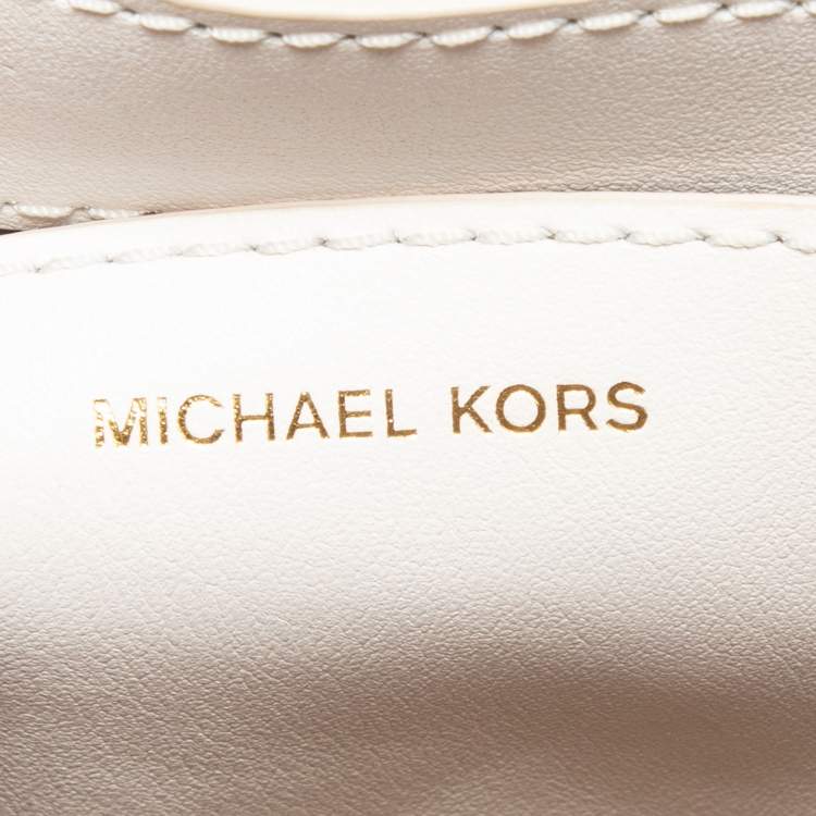 Pre Owned Michael Kors Pink/White Croc Embossed Leather Cece Shoulder Bag