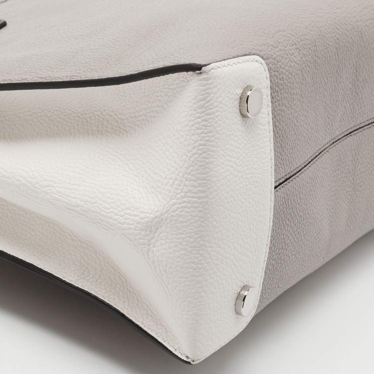 Pre Owned Michael Kors Grey/Black Leather Mercer Satchel