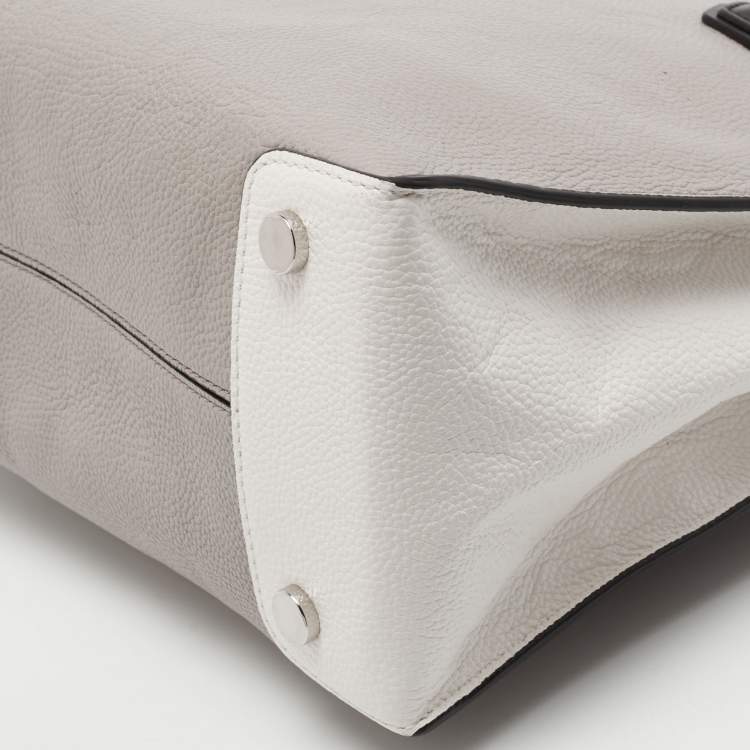 Pre Owned Michael Kors Grey/Black Leather Mercer Satchel