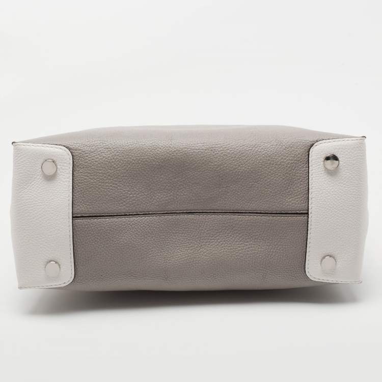 Pre Owned Michael Kors Grey/Black Leather Mercer Satchel