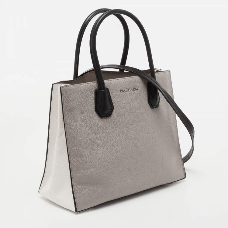 Pre Owned Michael Kors Grey/Black Leather Mercer Satchel