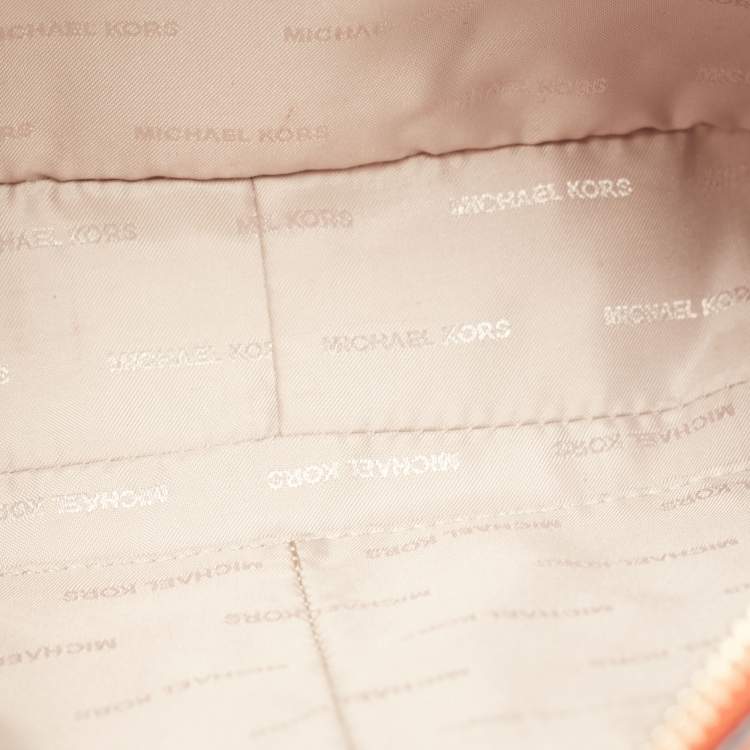 Pre Owned Michael Kors Orange Saffiano Leather Jet Set Camera Crossbody Bag