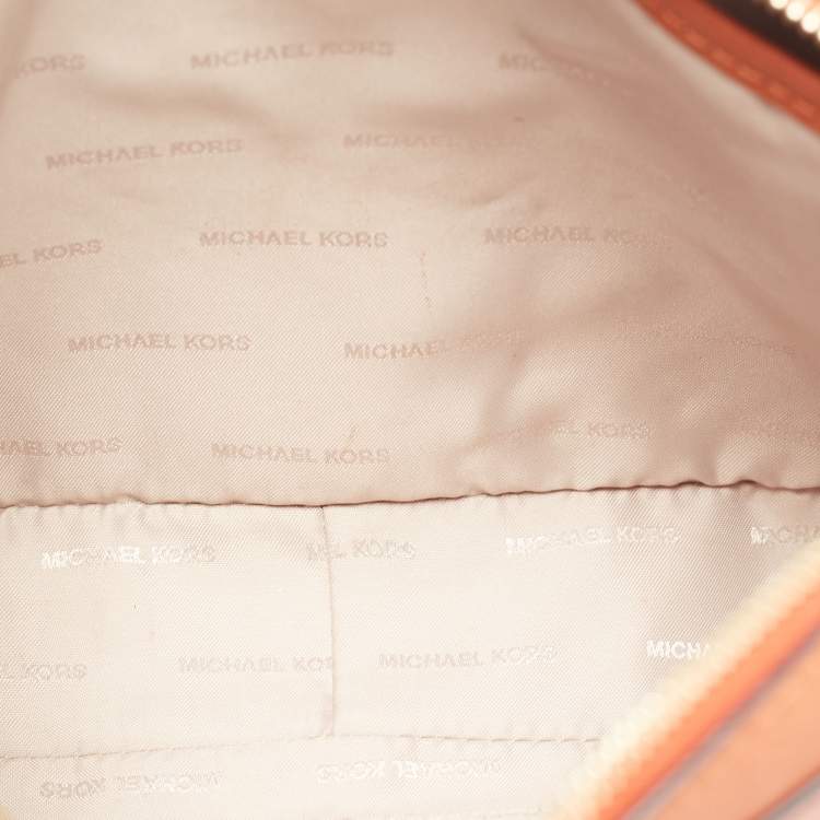 Pre Owned Michael Kors Orange Saffiano Leather Jet Set Camera Crossbody Bag