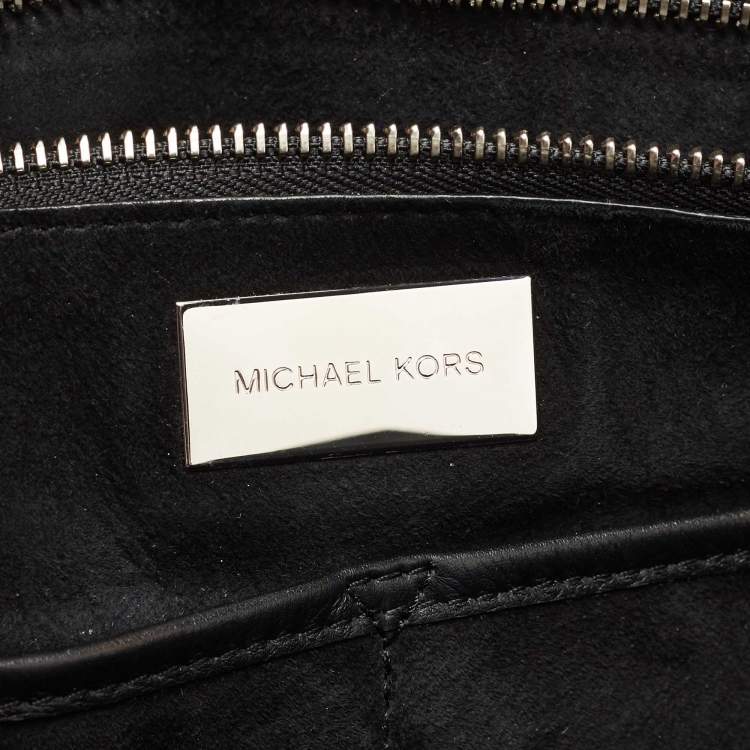Pre Owned Michael Kors Black/White Watersnake Leather Miranda Tote 