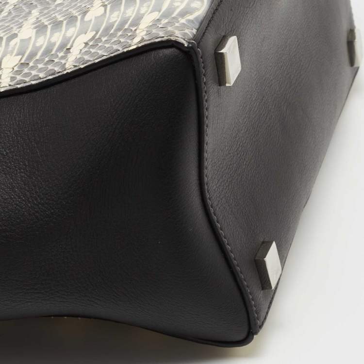 Pre Owned Michael Kors Black/White Watersnake Leather Miranda Tote 