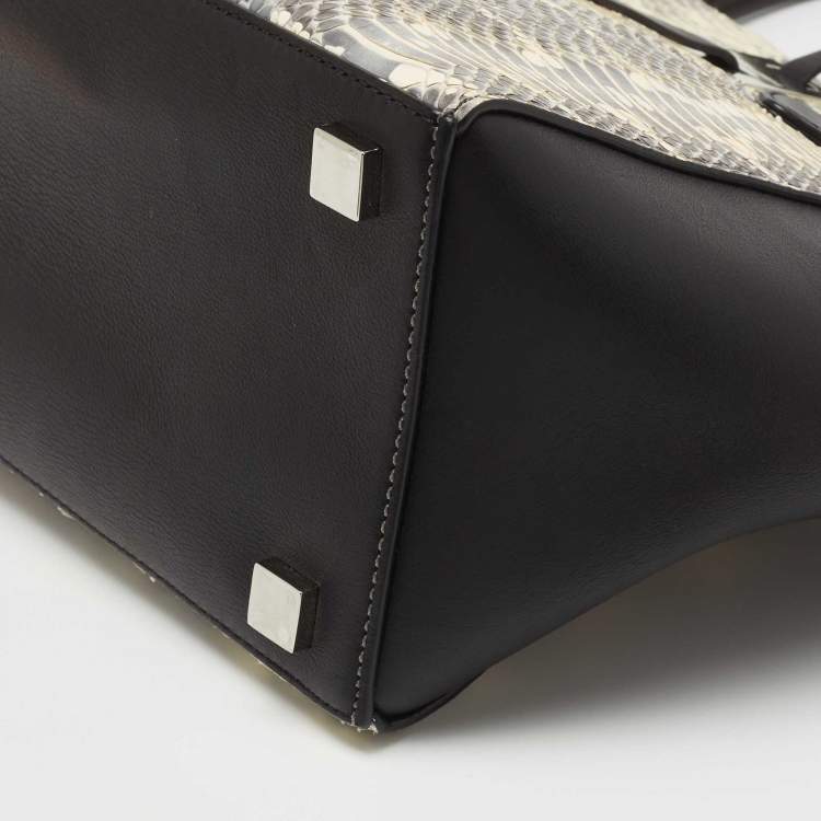 Pre Owned Michael Kors Black/White Watersnake Leather Miranda Tote 