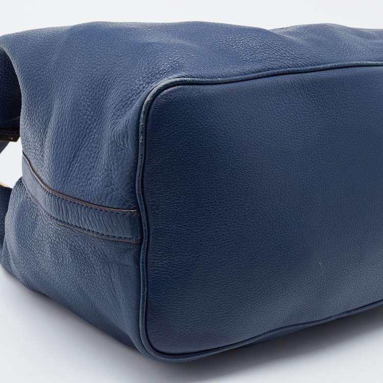 Pre Owned Michael Kors Blue Leather Perforated Logo Tote