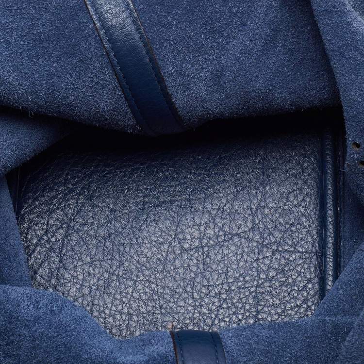 Pre Owned Michael Kors Blue Leather Perforated Logo Tote