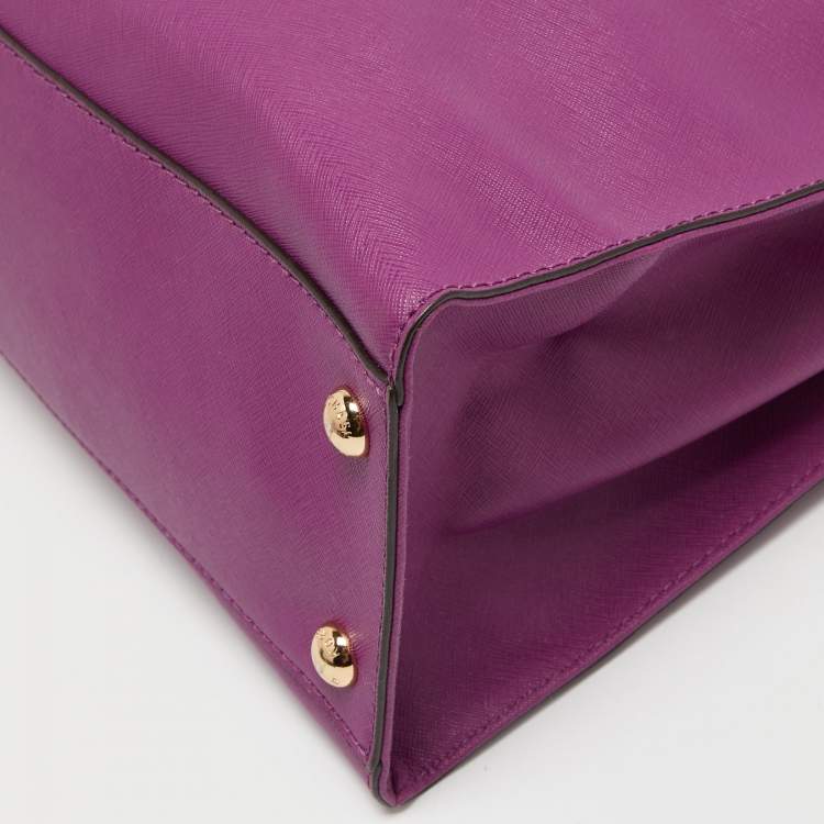 Pre Owned MICHAEL Michael Kors Purple Leather Large Hamilton North South Tote