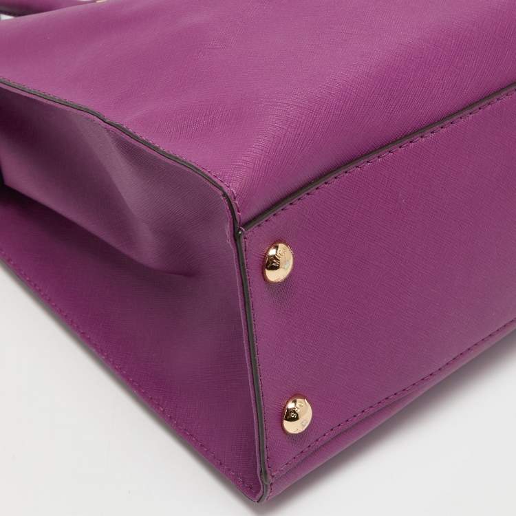 Pre Owned MICHAEL Michael Kors Purple Leather Large Hamilton North South Tote